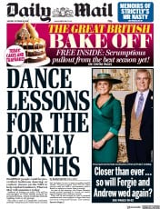Daily Mail (UK) Newspaper Front Page for 15 October 2018