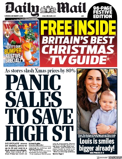 Daily Mail Newspaper Front Page (UK) for 15 December 2018
