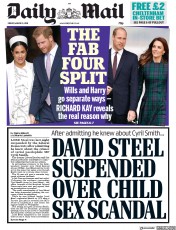 Daily Mail (UK) Newspaper Front Page for 15 March 2019