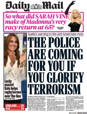 Daily Mail (UK) Newspaper Front Page for 16 October 2023