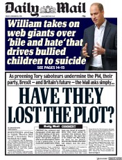 Daily Mail (UK) Newspaper Front Page for 16 November 2018