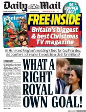 Daily Mail (UK) Newspaper Front Page for 16 December 2017