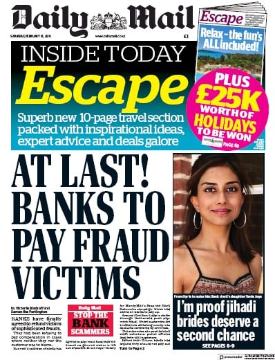 Daily Mail Newspaper Front Page (UK) for 16 February 2019