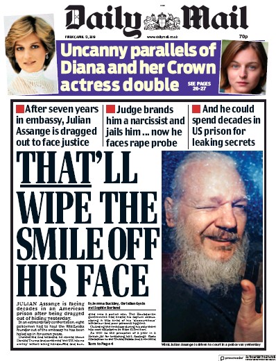 Daily Mail Newspaper Front Page (UK) for 16 April 2019