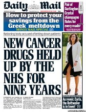 Daily Mail (UK) Newspaper Front Page for 16 May 2012