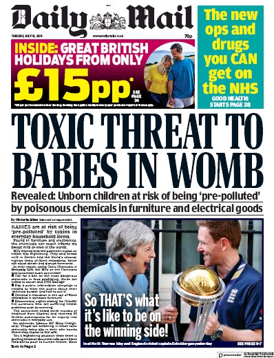 Daily Mail Newspaper Front Page (UK) for 16 July 2019