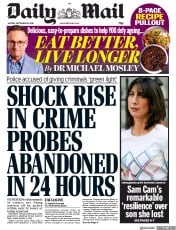 Daily Mail (UK) Newspaper Front Page for 16 September 2019