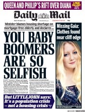 Daily Mail (UK) Newspaper Front Page for 17 November 2017
