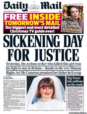 Daily Mail Newspaper Front Page (UK) for 17 December 2010