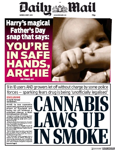 Daily Mail Newspaper Front Page (UK) for 17 June 2019