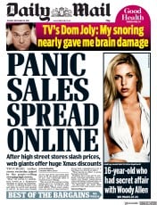 Daily Mail (UK) Newspaper Front Page for 18 December 2018