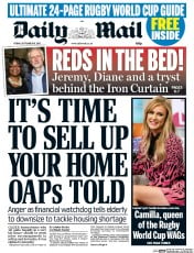Daily Mail Newspaper Front Page (UK) for 18 September 2015
