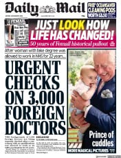 Daily Mail (UK) Newspaper Front Page for 19 November 2018