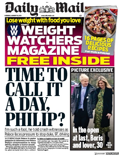 Daily Mail Newspaper Front Page (UK) for 19 January 2019