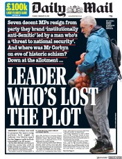 Daily Mail (UK) Newspaper Front Page for 19 February 2019