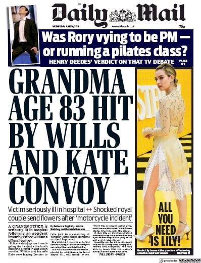Daily Mail Newspaper Front Page (UK) for 19 June 2019