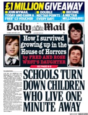 Daily Mail (UK) Newspaper Front Page for 1 September 2018