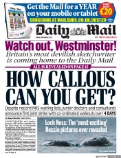 Daily Mail (UK) Newspaper Front Page for 1 September 2023