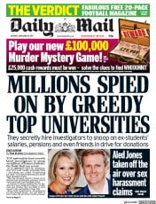 Daily Mail (UK) Newspaper Front Page for 20 November 2017