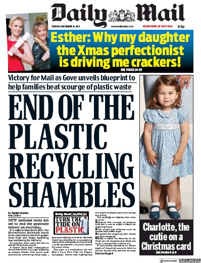 Daily Mail Newspaper Front Page (UK) for 20 December 2017