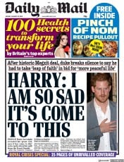 Daily Mail (UK) Newspaper Front Page for 20 January 2020