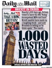 Daily Mail (UK) Newspaper Front Page for 20 March 2019