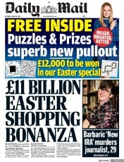 Daily Mail (UK) Newspaper Front Page for 20 April 2019