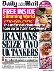 Daily Mail (UK) Newspaper Front Page for 20 July 2019