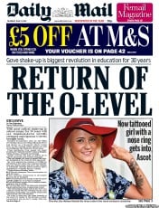 Daily Mail Newspaper Front Page (UK) for 21 June 2012
