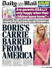 Daily Mail (UK) Newspaper Front Page for 21 August 2019