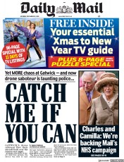Daily Mail (UK) Newspaper Front Page for 22 December 2018