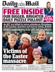 Daily Mail (UK) Newspaper Front Page for 22 April 2019