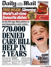 Daily Mail (UK) Newspaper Front Page for 22 July 2019