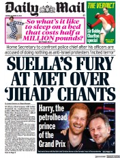 Daily Mail (UK) Newspaper Front Page for 23 October 2023