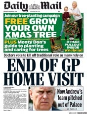 Daily Mail (UK) Newspaper Front Page for 23 November 2019