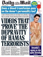 Daily Mail (UK) Newspaper Front Page for 24 October 2023