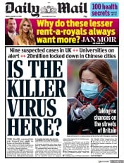 Daily Mail (UK) Newspaper Front Page for 24 January 2020
