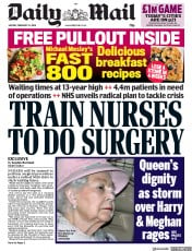 Daily Mail (UK) Newspaper Front Page for 24 February 2020