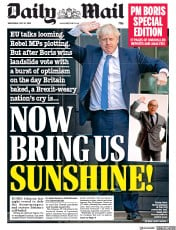 Daily Mail (UK) Newspaper Front Page for 24 July 2019