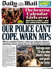 Daily Mail (UK) Newspaper Front Page for 25 October 2018