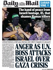 Daily Mail (UK) Newspaper Front Page for 25 October 2023