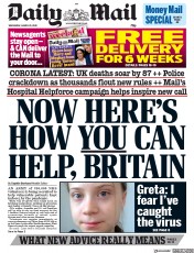Daily Mail (UK) Newspaper Front Page for 25 March 2020