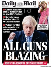 Daily Mail (UK) Newspaper Front Page for 25 July 2019