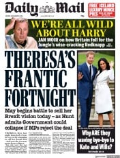 Daily Mail (UK) Newspaper Front Page for 26 November 2018