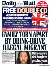 Daily Mail (UK) Newspaper Front Page for 26 May 2012