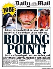 Daily Mail (UK) Newspaper Front Page for 26 July 2019