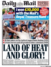 Daily Mail (UK) Newspaper Front Page for 26 August 2019