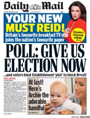 Daily Mail (UK) Newspaper Front Page for 26 September 2019