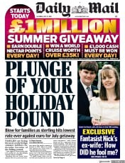 Daily Mail (UK) Newspaper Front Page for 27 July 2019