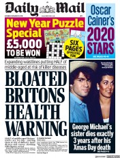 Daily Mail (UK) Newspaper Front Page for 28 December 2019